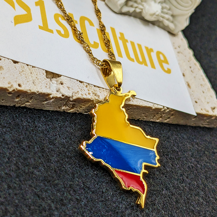 18K Gold Plated Colombia Flag Necklace, Flag Colombia Necklace, Colombian Bracelet, Colombian Jewelry, Colombian Gifts, Colombia Earrings