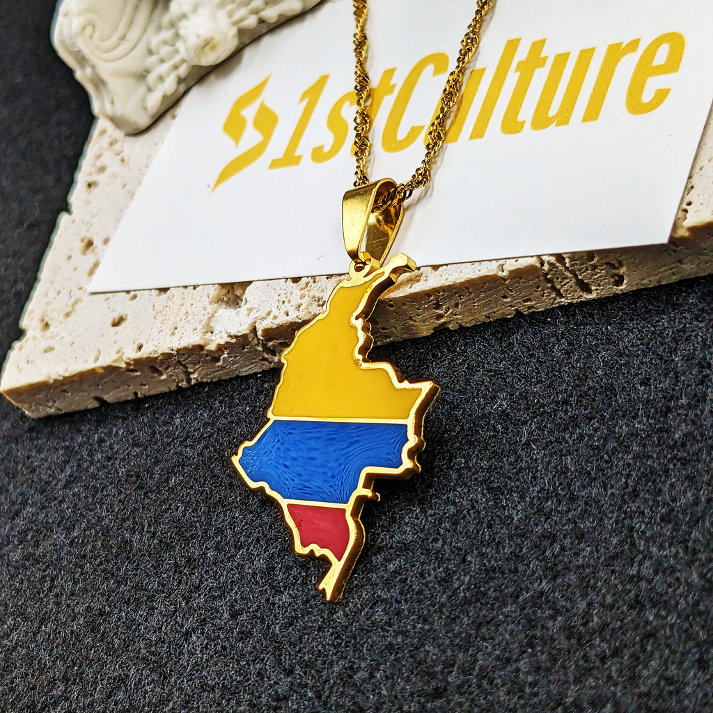 18K Gold Plated Colombia Flag Necklace, Flag Colombia Necklace, Colombian Bracelet, Colombian Jewelry, Colombian Gifts, Colombia Earrings