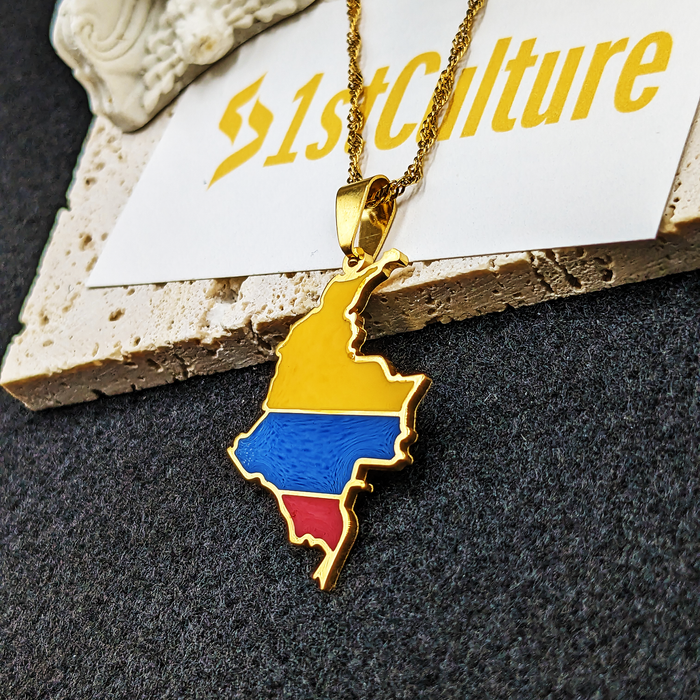 18K Gold Plated Colombia Flag Necklace, Flag Colombia Necklace, Colombian Bracelet, Colombian Jewelry, Colombian Gifts, Colombia Earrings