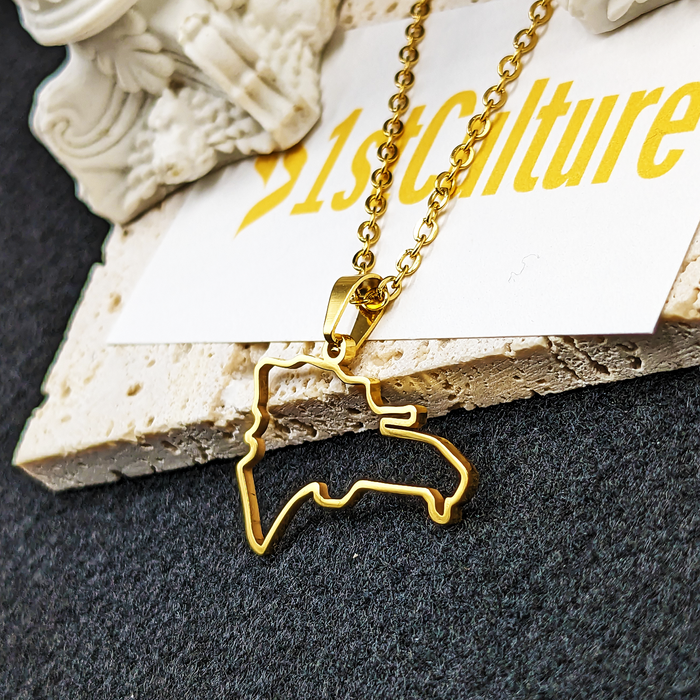 18k Gold Plated Dominican Map Necklace - Dominican Neckace - Dominican Gifts - Dominican Republic Jewelry - Dominican Republic Necklace