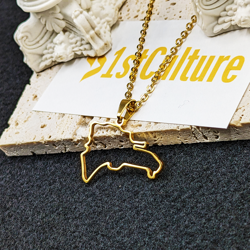 18k Gold Plated Dominican Map Necklace