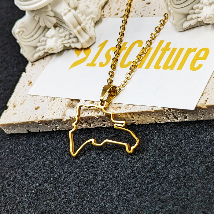 18k Gold Plated Dominican Map Necklace - Dominican Neckace - Dominican Gifts - Dominican Republic Jewelry - Dominican Republic Necklace