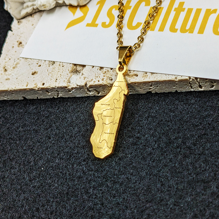 Madagascar 18K Gold Plated Necklace / Madagascar Jewelry / Madagascar Pendant / Madagascar Gift