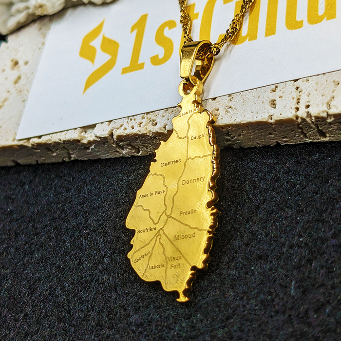 18K Gold Plated Saint Lucia Necklace, Saint Lucia Art, Gold Saint Medal Lucia, Saint Lucia Necklace, Saint Lucia Bracelet