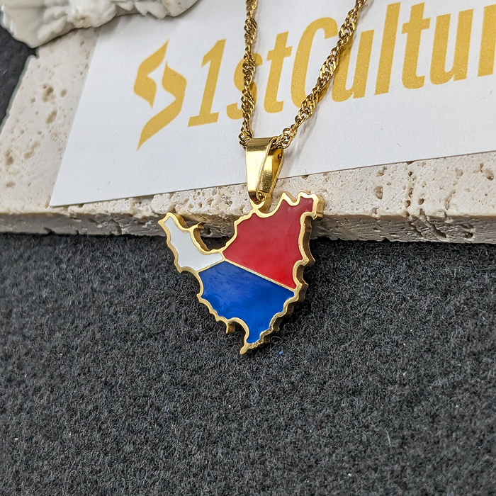 18k Gold Plated Saint Martin Map Necklace, St Martin Necklace, Saint Martin Flag, Saint Martin Pendant, Saint Martin Gift, St Martin Earring