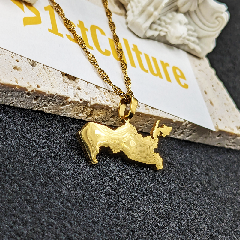 18K Gold Plated Uzbekistan Map Necklace