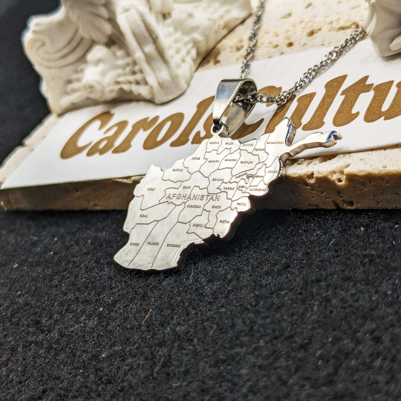 18K Gold Plated Afghanistan Necklaces, Afghanistan Necklace, Afghanistan Gift, Afghanistan Pride, Afghanistan Jewelry, Afghanistan Flag Active