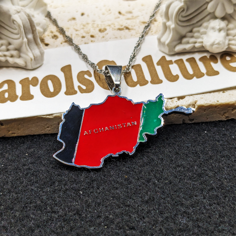 18k Gold Plated Afghanistan Necklaces, Afghanistan Necklace, Afghanistan Gift, Afghanistan Pride, Afghanistan Jewelry, Afghanistan Flag