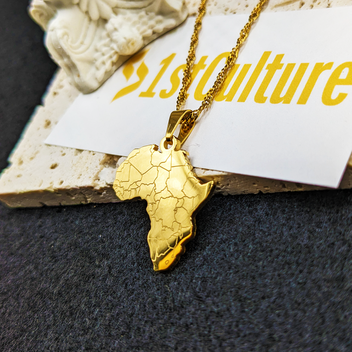 Africa Map Necklace, Africa Pendant, 18k Gold Plated Necklace, Africa Pendant For Women & Men, Map Of Africa Silver Necklace, African Gift