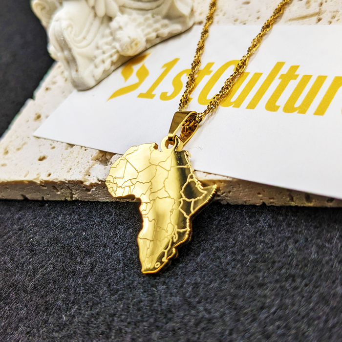 Africa Map Necklace, Africa Pendant, 18k Gold Plated Necklace, Africa Pendant For Women & Men, Map Of Africa Silver Necklace, African Gift