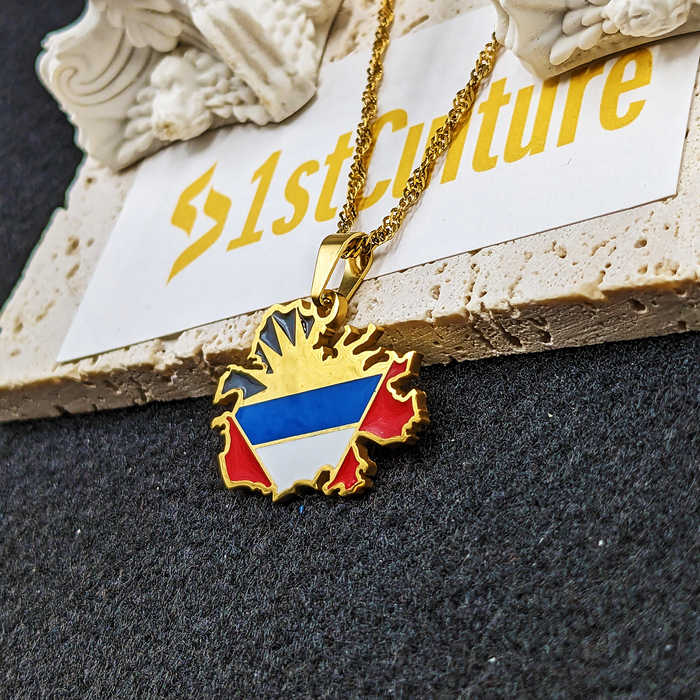 18K Gold Plated Antigua Necklace - Antigua Necklace - Antigua Gift - Antigua Pride - Antigua Jewelry