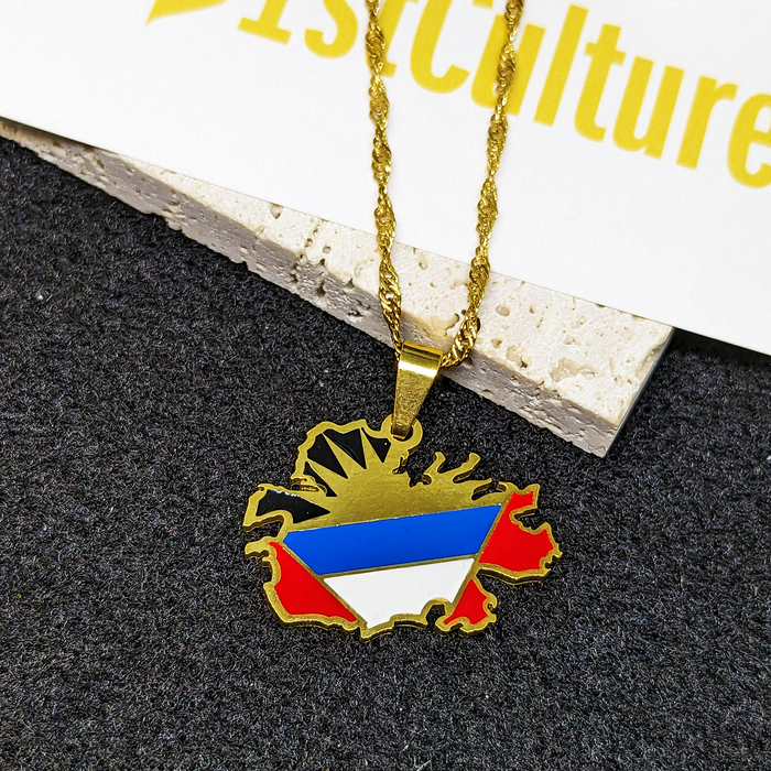 18K Gold Plated Antigua Necklace - Antigua Necklace - Antigua Gift - Antigua Pride - Antigua Jewelry