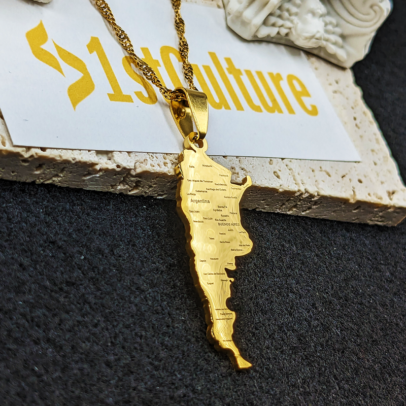 18K Gold Plated Argentina Necklace, argentina art, argentina gifts, necklace from argentina - 1stCulture