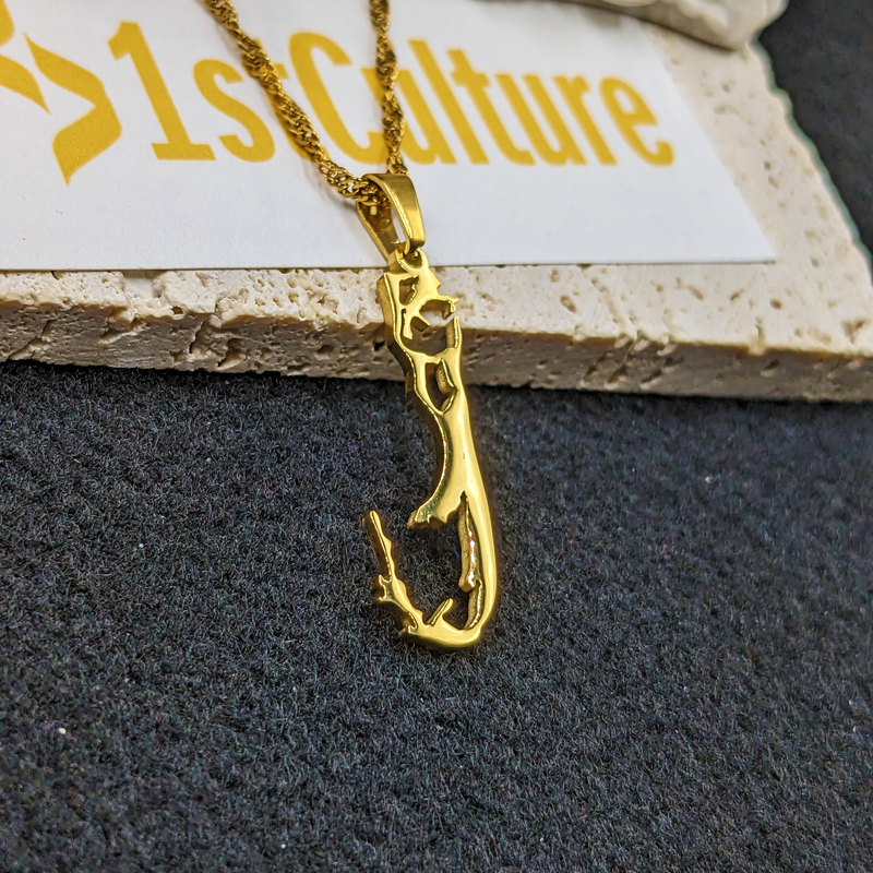 18k Gold Plated Bermuda Map Necklace