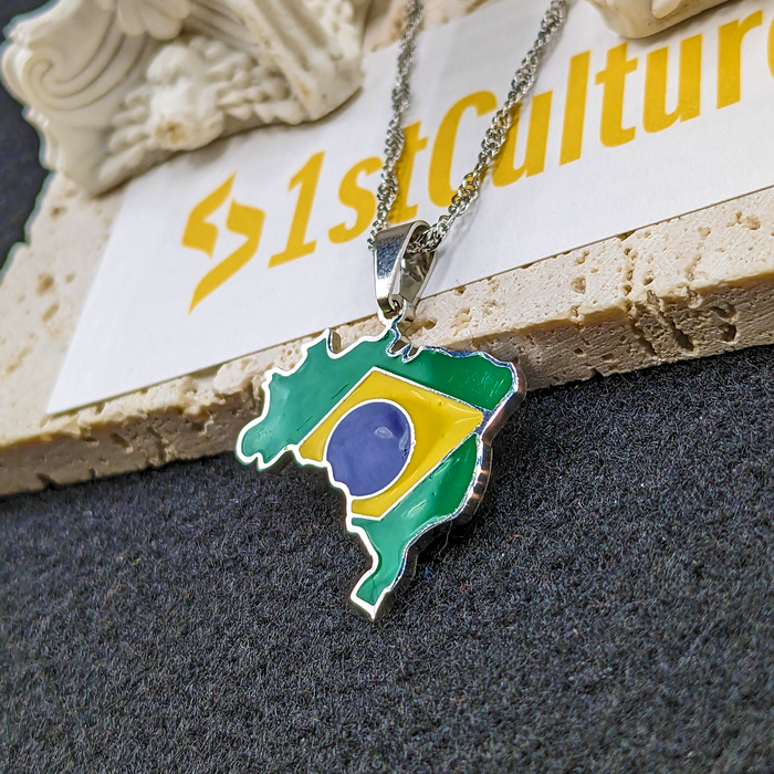 18K Gold Plated Brazil Necklace, Brazil Jewelry, Brazil Necklace, Brazil Jewelry, Brazil Earrings, Brazil Gift, Brazil