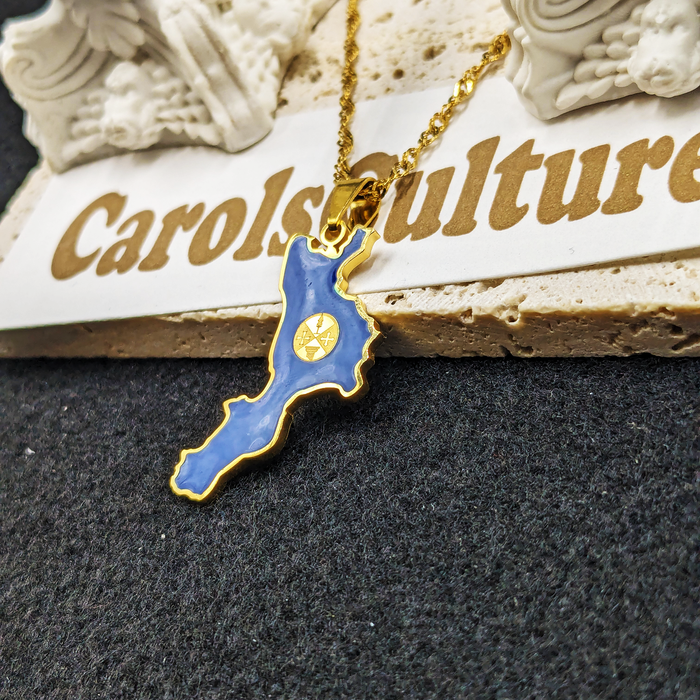 18K Gold Plated Calabria Italy Map Necklace, Calabria Italy Necklace, Calabria Italy Pendant, Calabria Italy Gifts, Calabria Italy Earrings