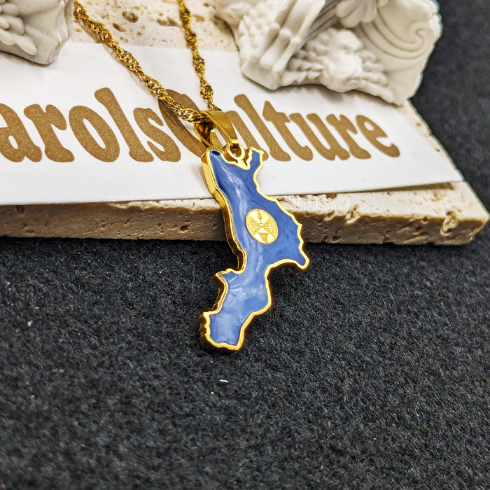 18K Gold Plated Calabria Italy Map Necklace, Calabria Italy Necklace, Calabria Italy Pendant, Calabria Italy Gifts, Calabria Italy Earrings