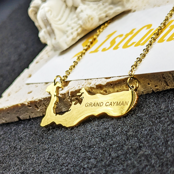 18K Gold Plated Cayman Islands Necklace, Grand Cayman, Cayman Map, Grand Cayman Shirt, Rum Point Cayman Islands