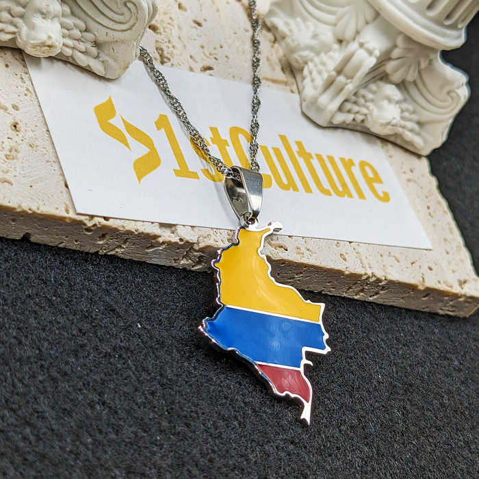 18K Gold Plated Colombia Flag Necklace, Flag Colombia Necklace, Colombian Bracelet, Colombian Jewelry, Colombian Gifts, Colombia Earrings