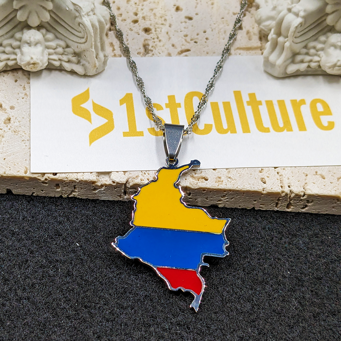 18K Gold Plated Colombia Flag Necklace, Flag Colombia Necklace, Colombian Bracelet, Colombian Jewelry, Colombian Gifts, Colombia Earrings