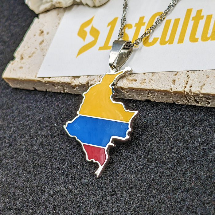 18K Gold Plated Colombia Flag Necklace, Flag Colombia Necklace, Colombian Bracelet, Colombian Jewelry, Colombian Gifts, Colombia Earrings