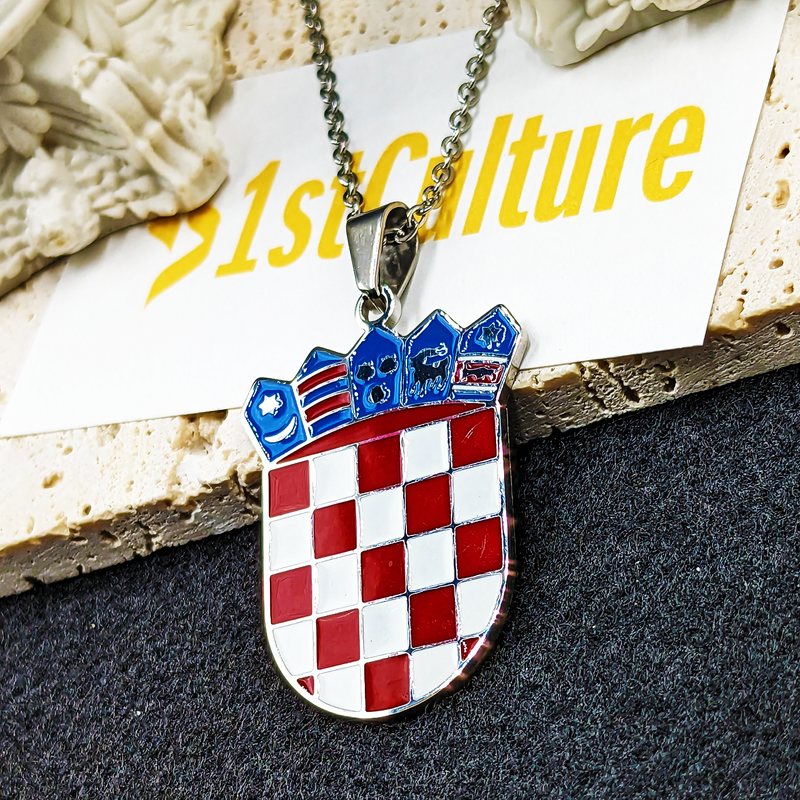 18k Gold Plated Croatia Map Necklace, Croatia Necklace, Croatia Flag, Croatia Jewelry, Croatia Pendant, Croatia Gifts, Croatia Earrings
