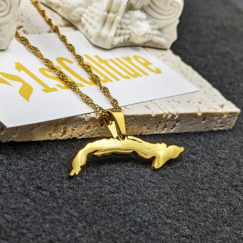 18k Gold Plated Cuba Map Necklace