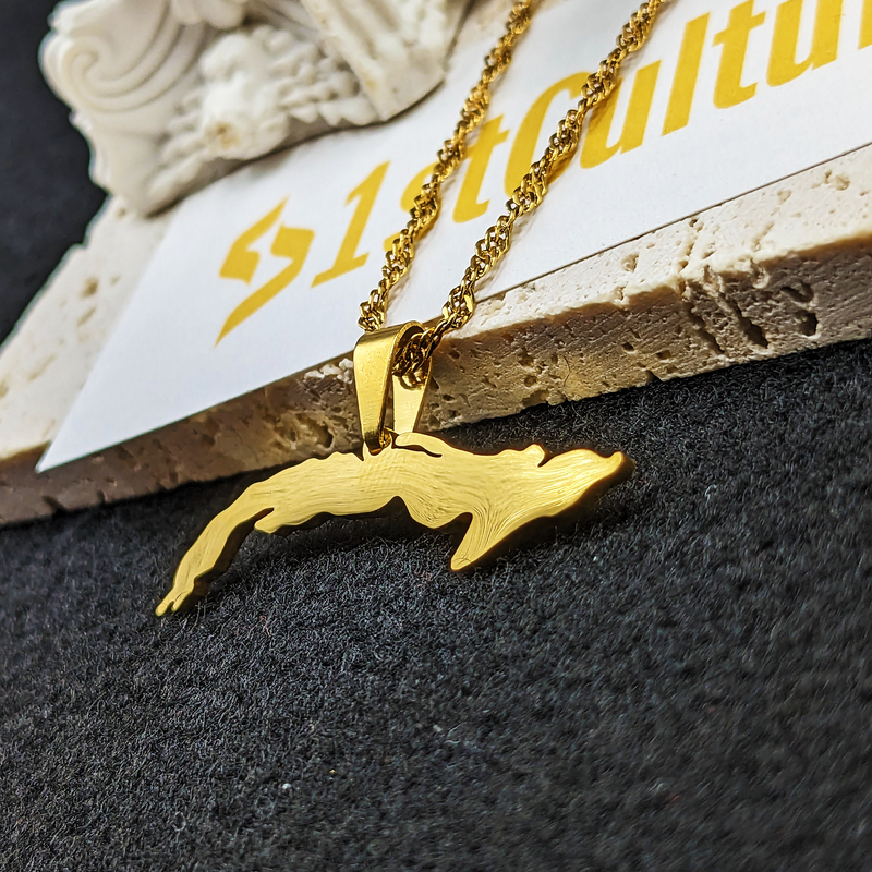 18k Gold Plated Cuba Map Necklace