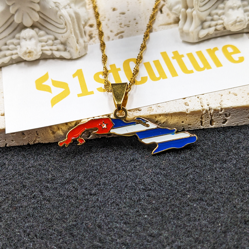 18k Gold Plated Cuba Map Necklace