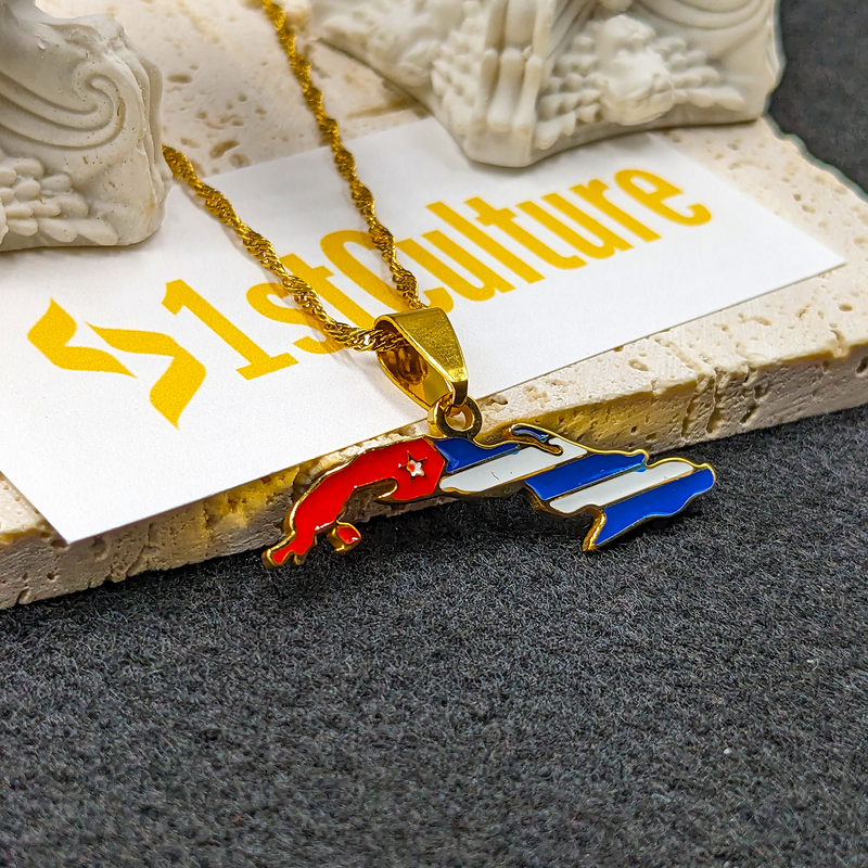 18k Gold Plated Cuba Map Necklace