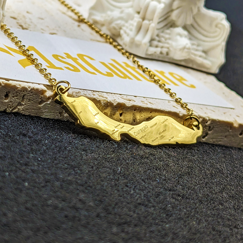 18K Gold Plated Curacao Necklace, Curacao Jewelry , Curacao Gift, Curacao Bracelet, Keychain, Curacao Earrings, Curacao Map, Curacao Flag