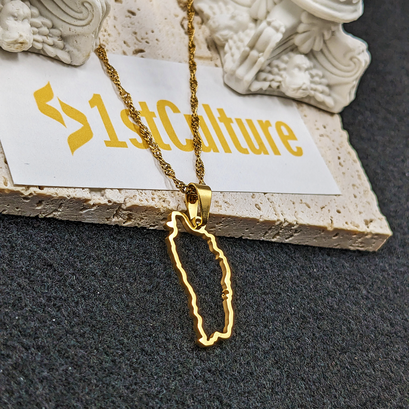 18K Gold Plated Dominica Wall Art Necklace