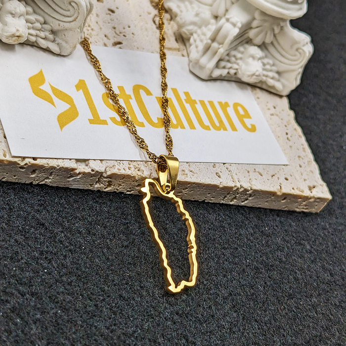 18K Gold Plated Dominica Necklace, Dominica Wall Art, Dominica Art, Dominica Baby, Dominica Folk, Dominican Necklace, Dominica Earrings