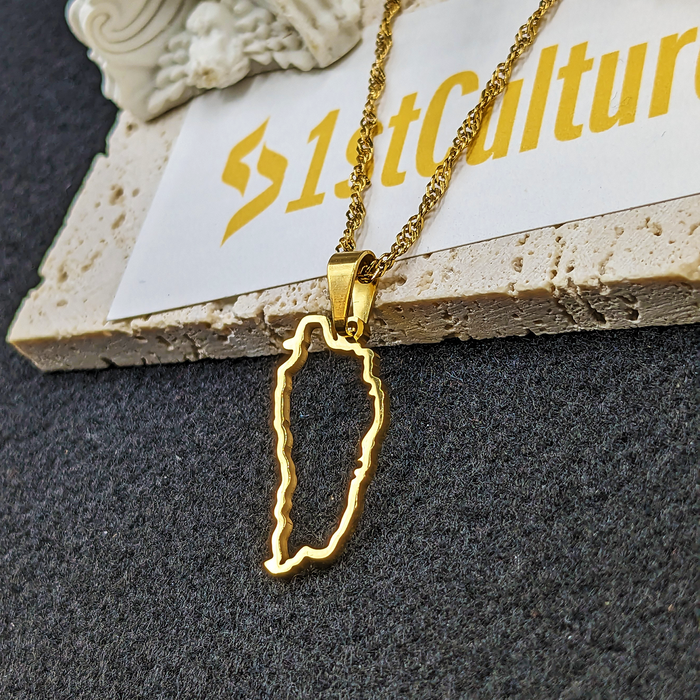 18K Gold Plated Dominica Necklace, Dominica Wall Art, Dominica Art, Dominica Baby, Dominica Folk, Dominican Necklace, Dominica Earrings