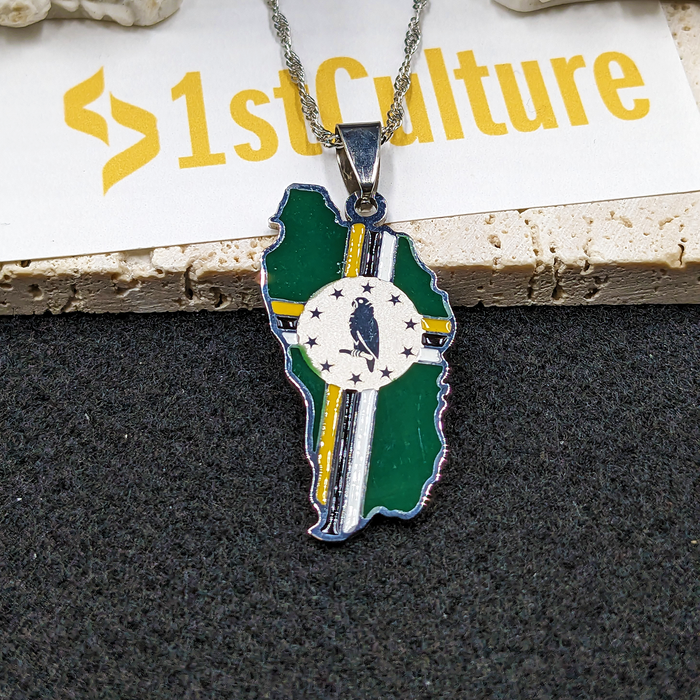 18K Gold Plated Dominica Necklace / Dominica Map / Dominica Necklace / Dominica Jewelry / Dominica Flag / Dominica Gift