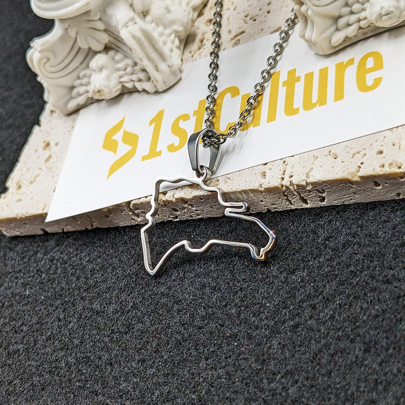 18k Gold Plated Dominican Map Necklace