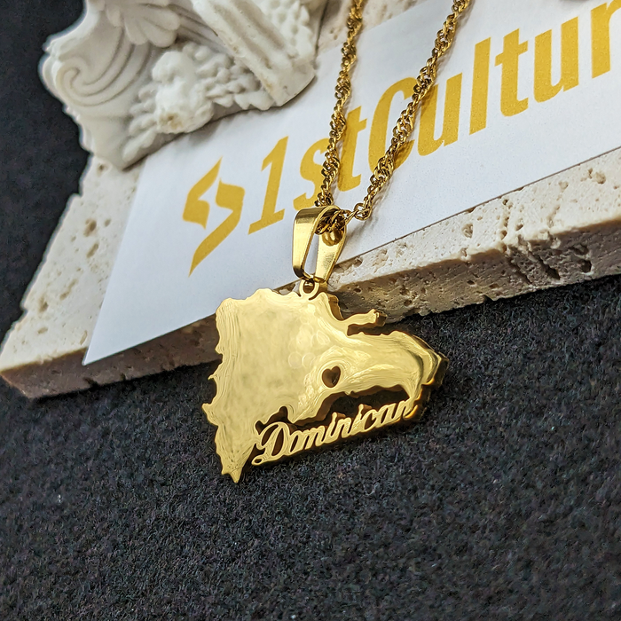 18K Gold Plated Dominican Republic Map Necklace - Dominican Necklace - Dominican Gifts - Dominican Republic Charms - Republica Dominicana