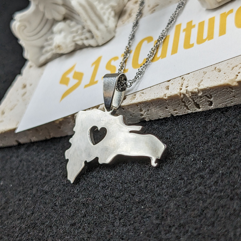 18K Gold Plated Dominican Map Heart Necklace