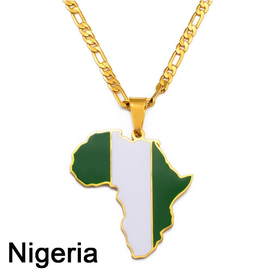 Africa Flag Necklace - 18K Gold Plated Africa Map With Countries Flag Pendant Necklaces - Map Of Africa Coin Chain Necklace For Man & Women
