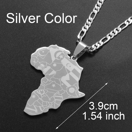 African Map Necklace Men Women, Stainless Steel 18K Gold Plated Necklace, Africa Continent Nation Pendant Country Map Africa Shaped Necklace