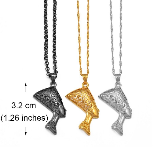 18K Gold Plated Egyptian Queen Nefertiti Necklace For Women - Charmed Necklace Jewelry Gift - Nefertiti Pendant - Nefertiti Rings Earrings