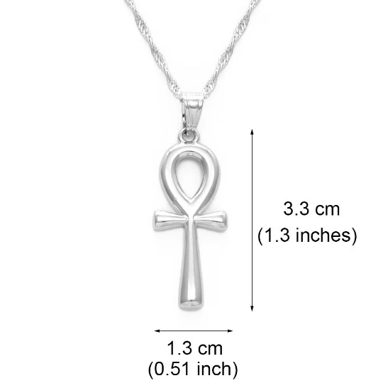 18K Gold Plated Ankh Cross Necklace - Ankh Cross Necklace - Egypt Hieroglyphs Necklace - Ankle Necklace For Men/Women - Crux Ansata