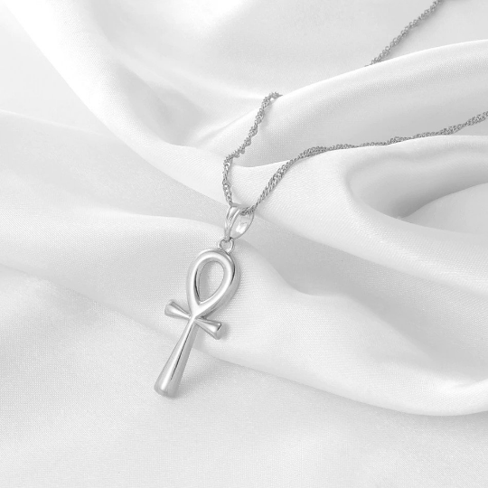 18K Gold Plated Ankh Cross Necklace - Ankh Cross Necklace - Egypt Hieroglyphs Necklace - Ankle Necklace For Men/Women - Crux Ansata
