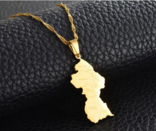 Guyana 18K Gold Plated Necklace / Guyana Ring / Guyana Gift / Guyana Jewelry