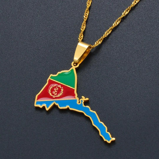 Eritrea 18K Gold Plated Necklace / Eritrea Jewelry / Eritrea Pendant / Eritrea Gift