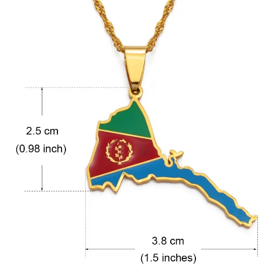 Eritrea 18K Gold Plated Necklace / Eritrea Jewelry / Eritrea Pendant / Eritrea Gift