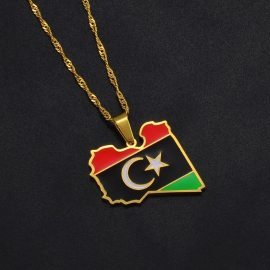 18k Gold Plated Libya Map Necklace