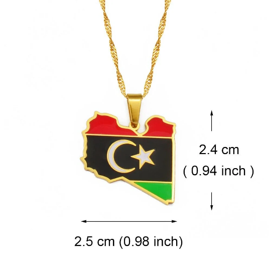 18k Gold Plated Libya Map Necklace