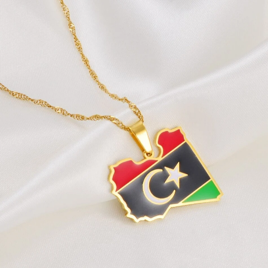 18k Gold Plated Libya Map Necklace