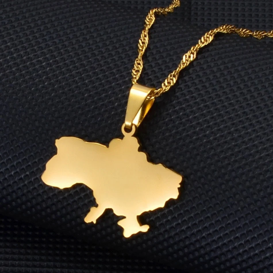 18k Gold Plated Ukraine Necklace, Ukraine Keychain, Ukraine Map, Ukraine Flag, Ukraine Poster, Ukraine Tshirt